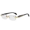 Smart zoom retro frameless trimmed reading glasses high definition anti-blue reading glasses middle-aged and elderly reading glasses