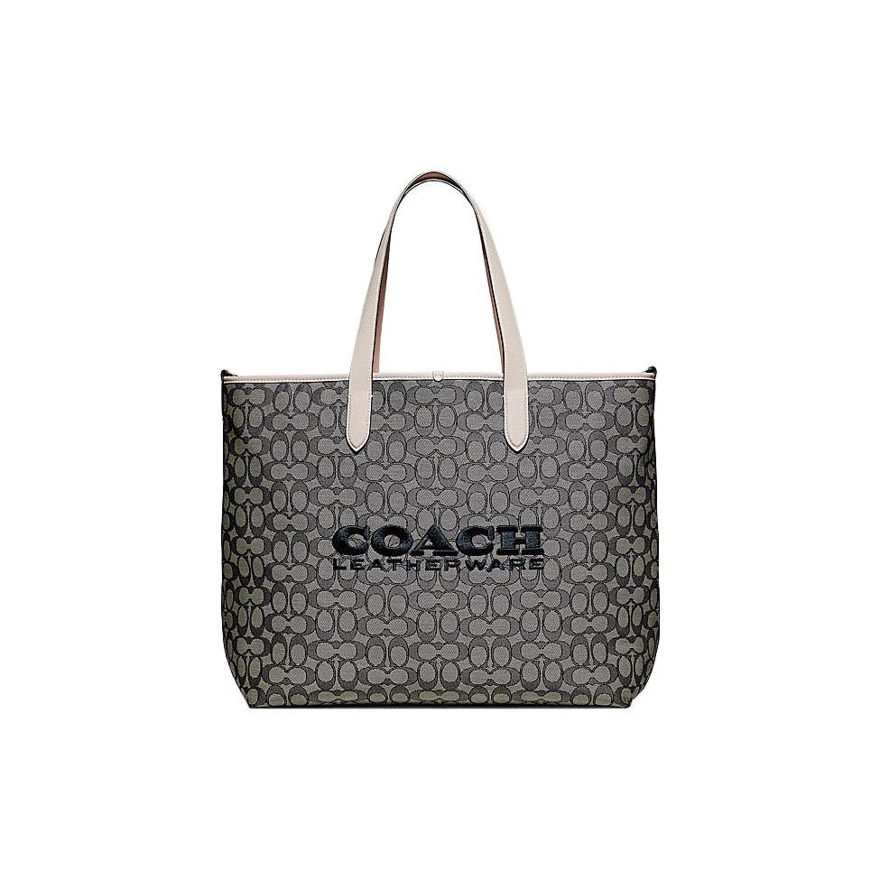 

Coach League 49 Classic Monogram Large Capacity Jacquard Fabric And Leather Tote Shoulder Crossbody Bag Men Bags Gray White C9159-TXE Basic Set (Bag+Dust Bag)