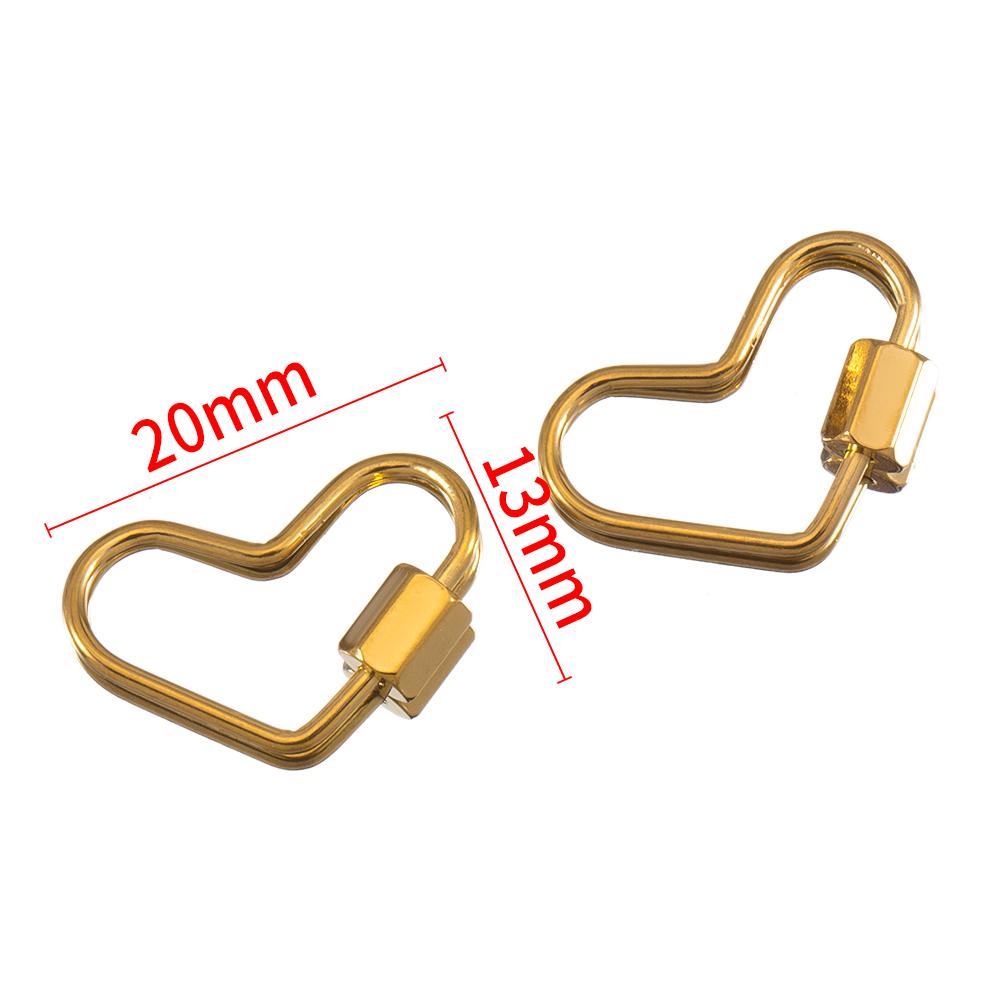 

5pcs Stainless Steel Heart Star Square Screw Locking Clasps Big Carabiner Hooks Connectors DIY Keychain Bracelet Making Supplies 5pcs