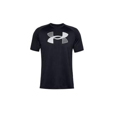 Solid Color Logo Print Crew Neck Drop Shoulder Loose Fit T-Shirt Men Tops Black 1357234-001