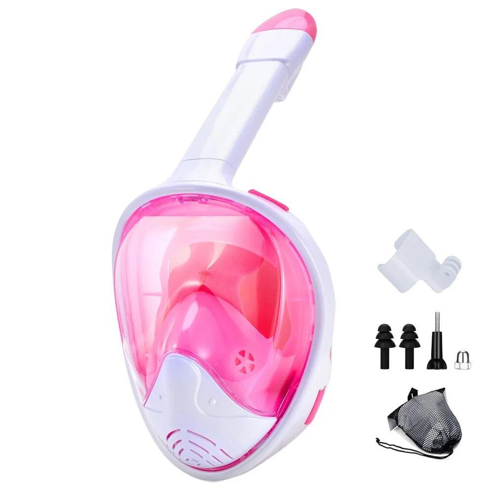 Full Face Snorkel Mask with Detachable Camera Mount,Snorkeling Swimming Diving Mask Wide View Anti-Fog Anti-Leak for Adult Youth