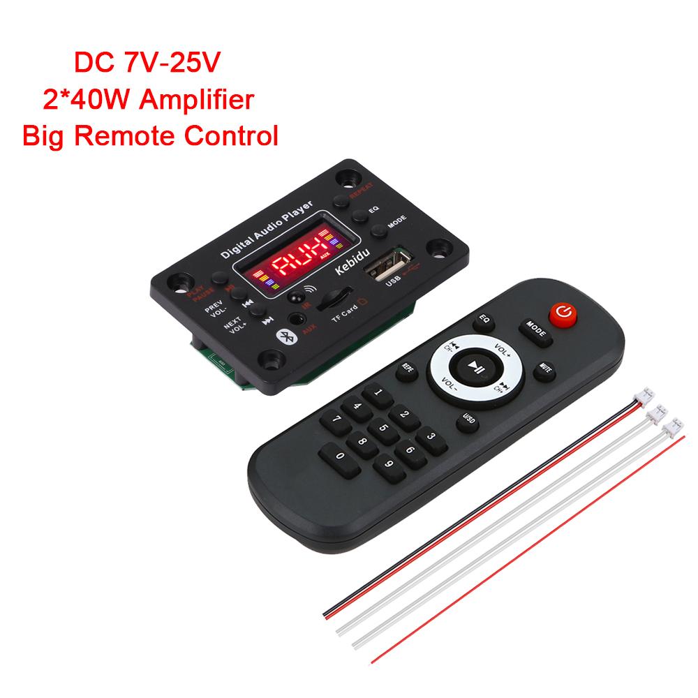 2*40W MP3 WAV Decoder Board Bluetooth 5.0 80W Amplifier Support USB TF FM Radio Mp3 Music Player Speaker Handsfree Car Audio