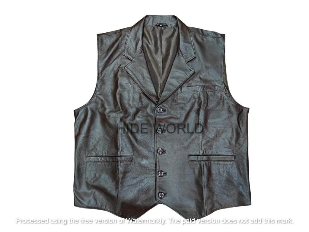 Men Lambskin Leather Waistcoat Western Vest Coat Classic Handmade  Brown Button