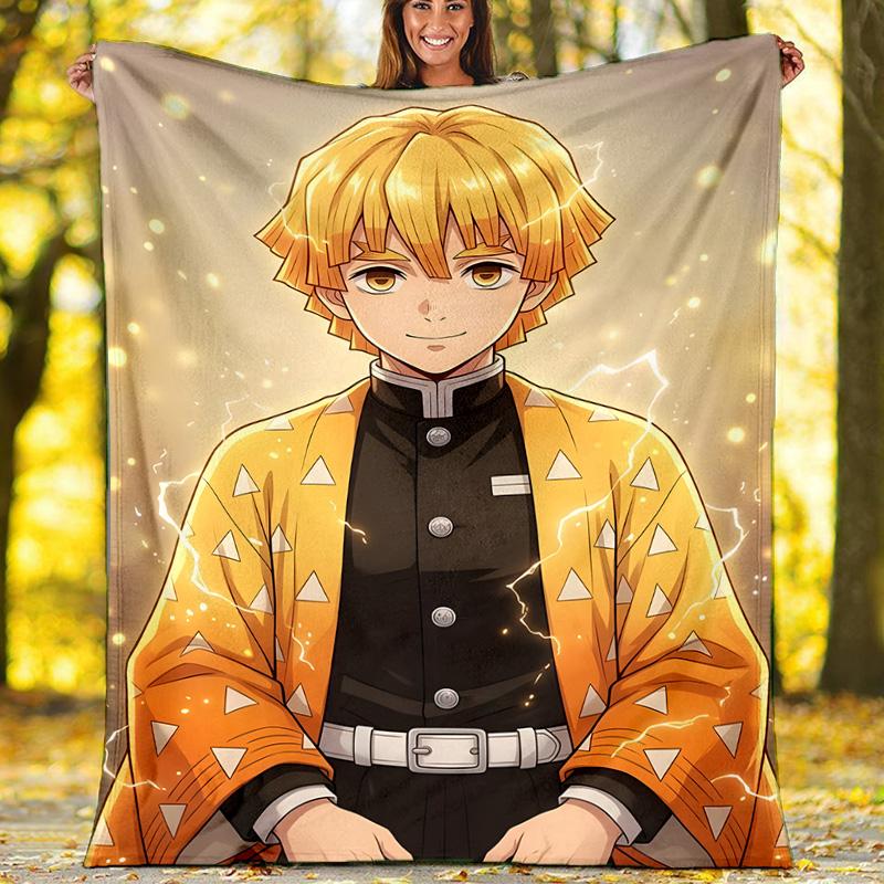 1pc Agatsuma Zenitsu (3) Theme Blanket - Digital Print, Polyester, Cozy for All Seasons, Perfect for Outdoor, and Travel