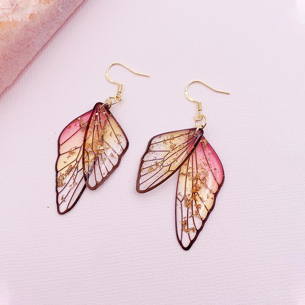 1Pairs Gold Plated Crystal Butterfly Wing Drop Dangle Earrings For Women Wedding Jewelry