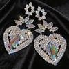Silver Needle Rhinestone Flower Heart Earrings: Elegant, Statement Accessories for Women