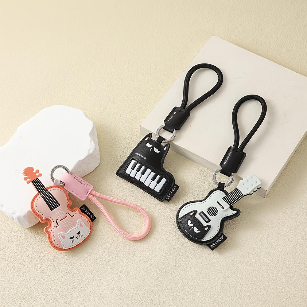 Miniso Cute Cat Musical Instrument Violin Piano Guitar Cartoon Pendant/Creative Bag Ornament/Car Keychain School Bag Ornament