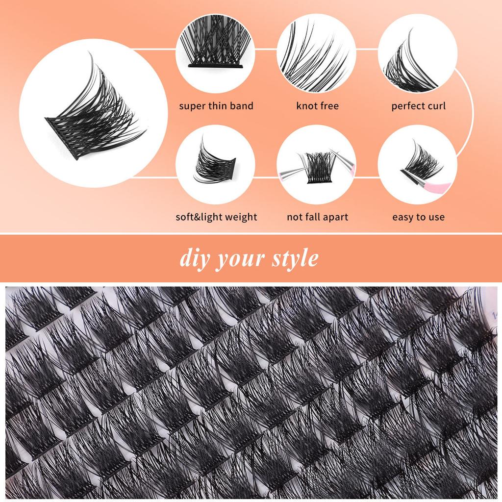 Einzelner Cluster C-Bogen Mehrhaar-Falsche Wimpern-Set 8-16mm DIY Segmentierte Grafting Dicke Wimpern