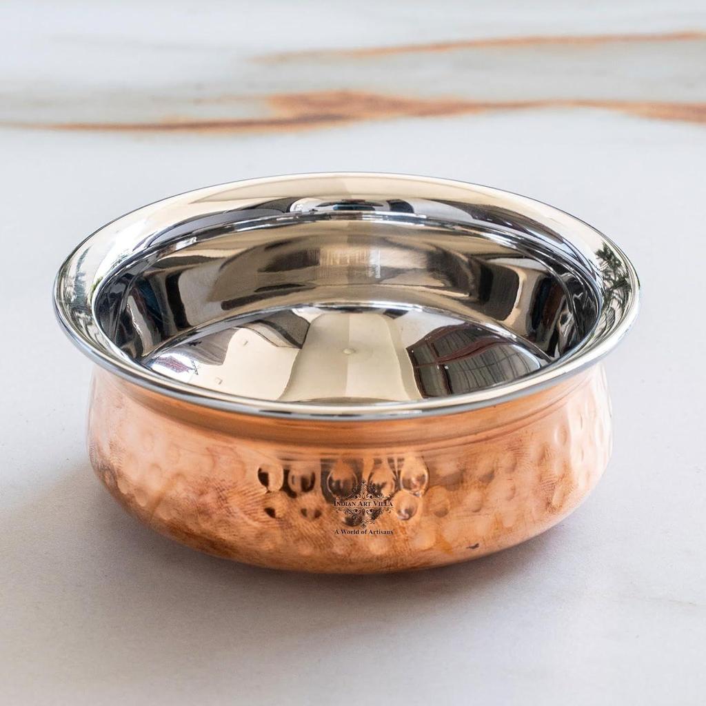 Steel Copper Serving Handi Bowl, Serveware & Tableware, Home Restaurant, Volume-100 ML, Pack of 2