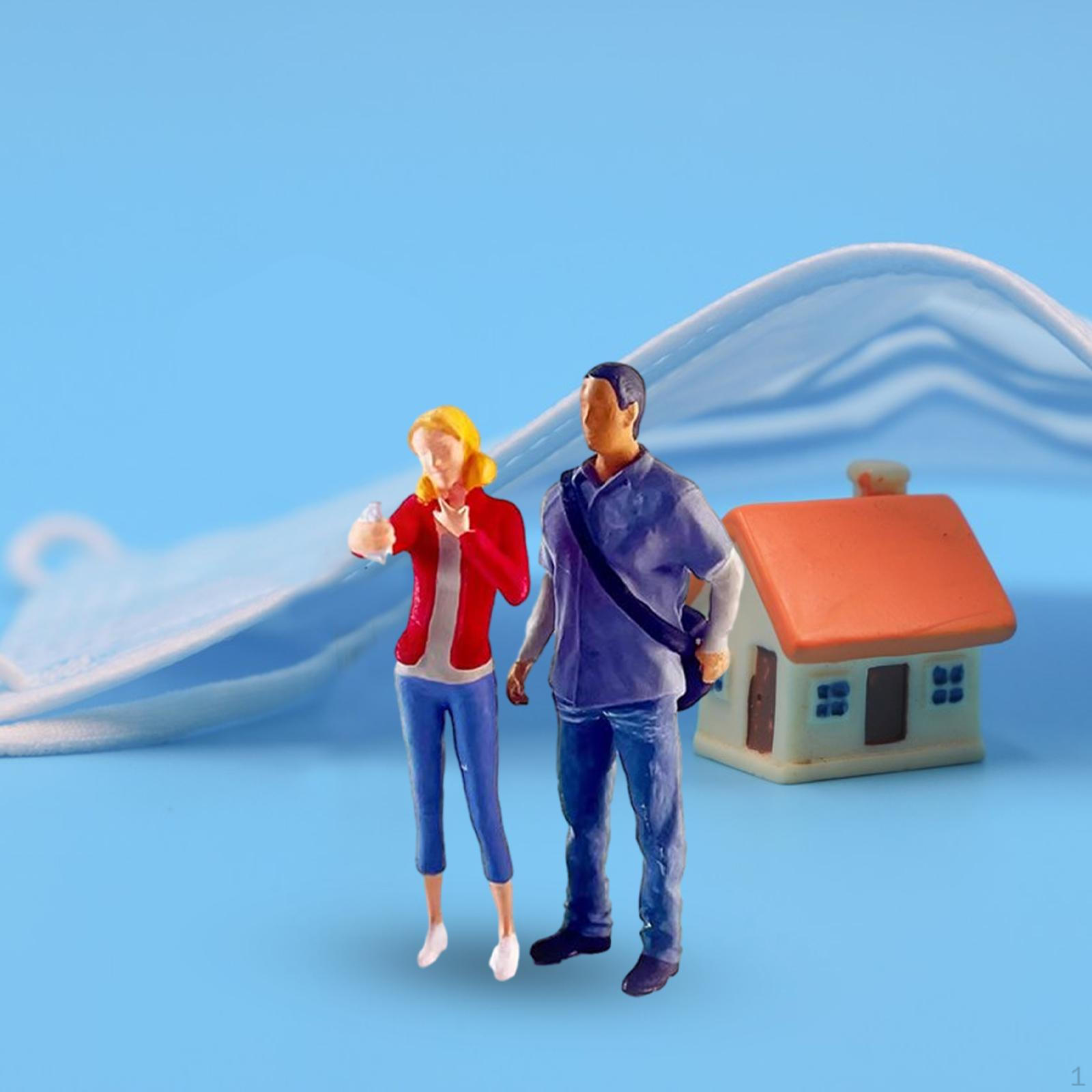 2 Pieces 1:64 Scale Tiny Women and Men Figures Hand Painted Couple Figurines DIY Projects S