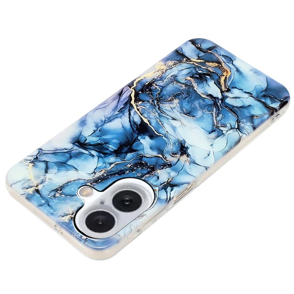For iPhone 16 TPU Case Marble Pattern Print Protective Phone Cover