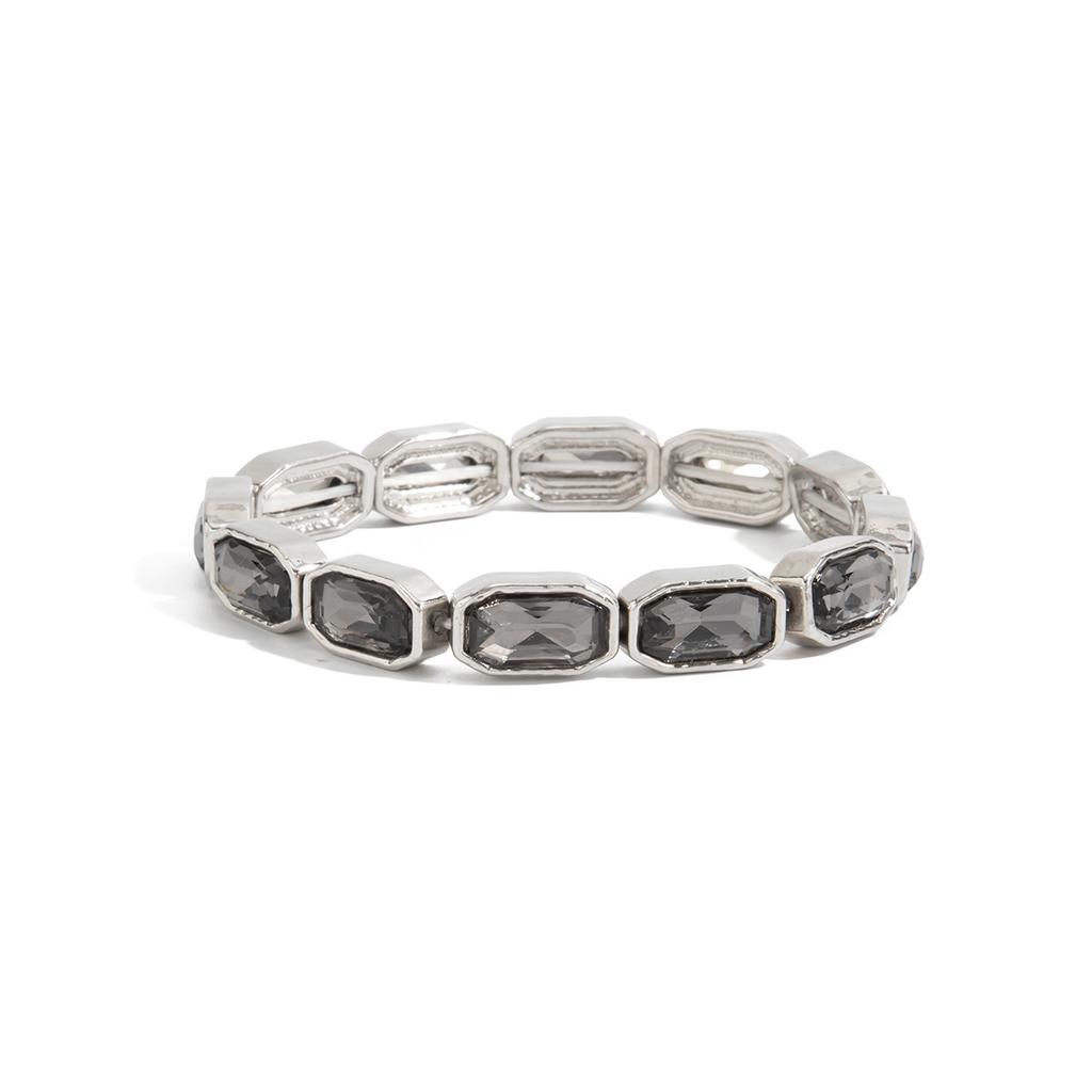 Minimalist Geometric Square Diamond Elastic Bracelet, Ins Cool Sweet Inlaid Spliced Bangle For Women
