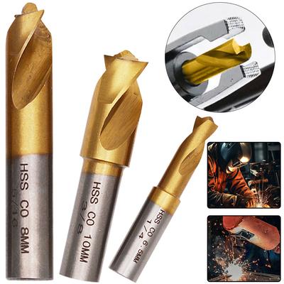 3Pcs 6.5mm 8mm 10mm HSS CO Spot Weld Drill Bit Set Titanium Plating Sawtooth Point Countersink Bit for Wood Steel Milling