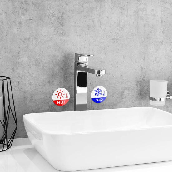 6Pcs/Set Hot Cold Sign Sticker Waterproof PVC Self-adhesive House Kindergarten Bathroom Office Water Temperature Indication Sticker Round Warning