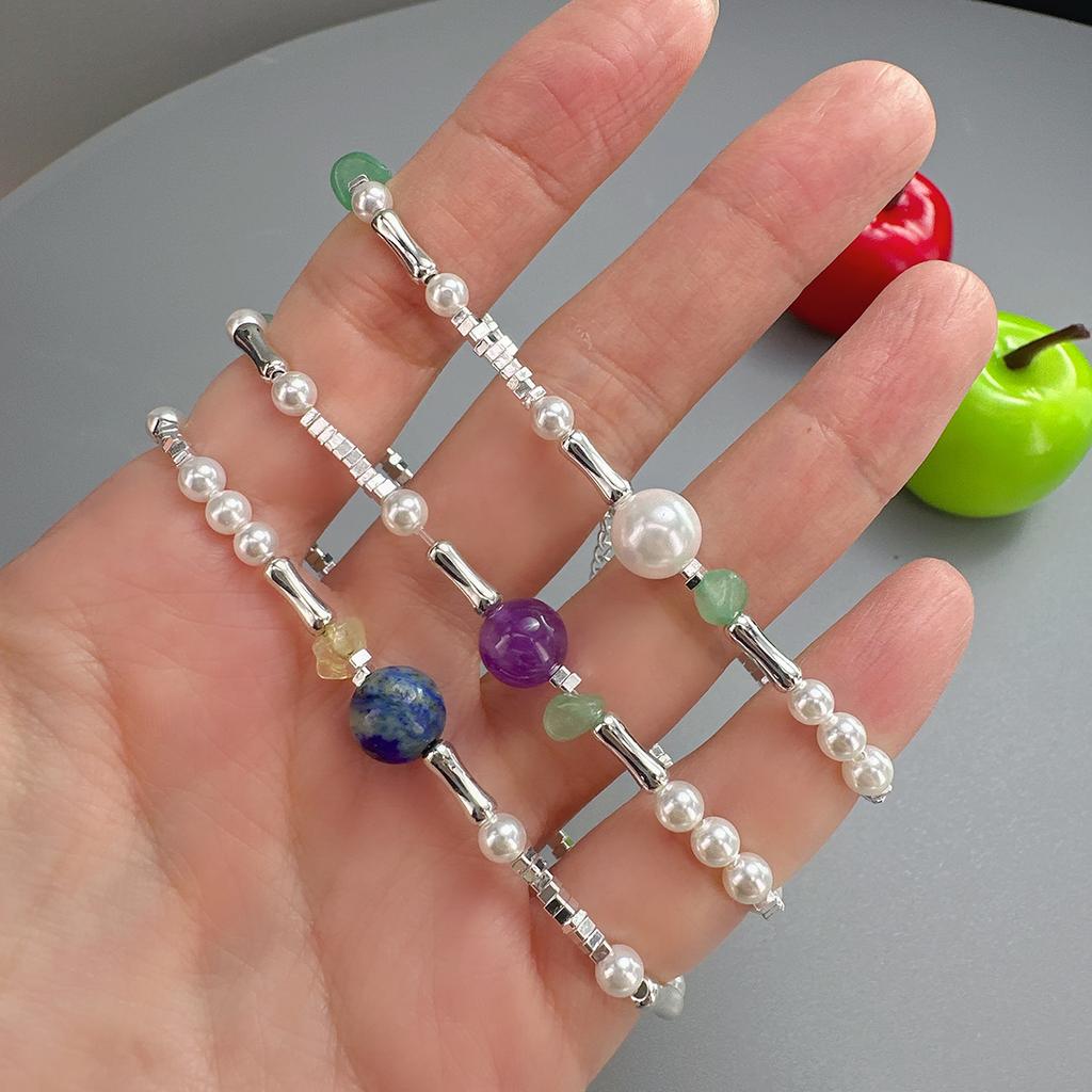 VENTFILLE 925 Sterling Silver Irregular Natural Pearls Letter Bracelet for Women Girl Bead Grace Lucky Jewelry Gift Dropshipping