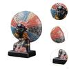 African Woman Resin Figurine Tabletop Decoration Handmade Craft with Ornate Headdress for Bookshelf