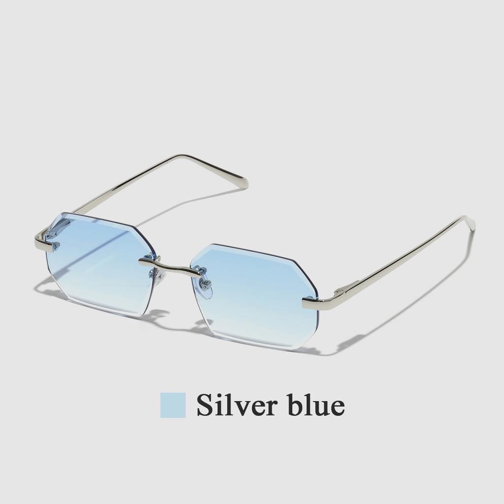 Ruiao Sunglasses Men Brand Designer Fashion Rimless Sun Glasses Shades Diamond Cut Lens Ladies Frameless Metal Eye glasses