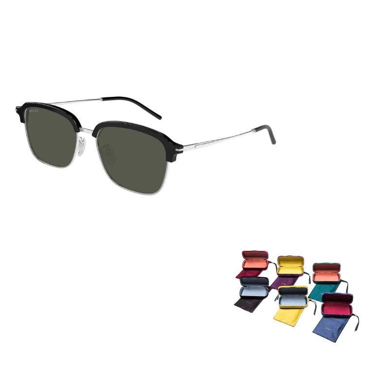 GUCCI Logo Detail Metallic Square Sunglasses Men's Silver