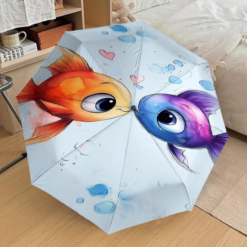 Ocean Animals Themed Folding Umbrella Fashion Auto-Open 8 Iron Ribs Plastic Handle Foldable Sunshade Perfect Christmas Gifts