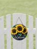 Welcome Sunflower Round Wooden Hanging Sign, 2D Flat Wooden Farmhouse Front Door Decor