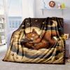 Squirrel Dreams Under Moonlight Blanket Flannel Blanket for Bed, Sofa, Camping, Hiking, Picnic Essentials, Gift for Family Fan Gifts