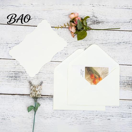 Decorative Envelopes for Special Occasions 50 Sets Wavy Edge Envelope And Card Set, Solid Color Smooth Elegant Western Style Writing Stationery,