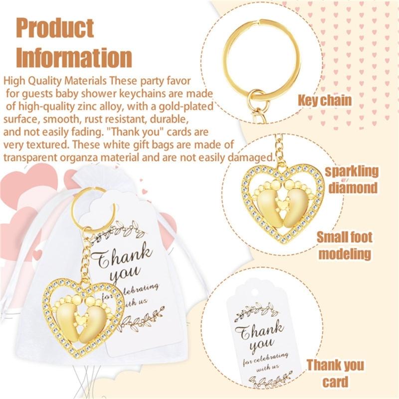 Set of 12 Stylish Heart Foot Keychain Souvenirs Heart Foot Keychains for Wedding Guest Favors and Baby Showers Gift