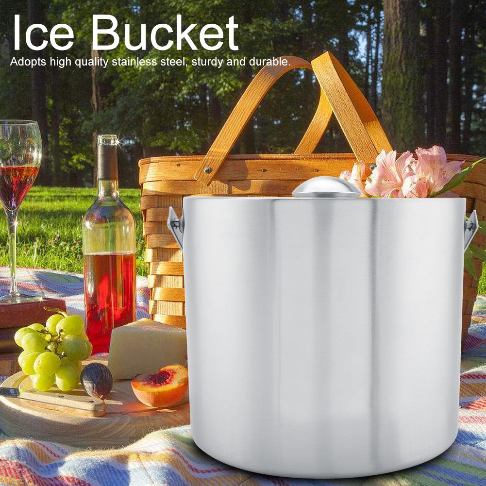 Stainless Steel Double Walled Ice Bucket with Cover for Wedding Parties (3L)