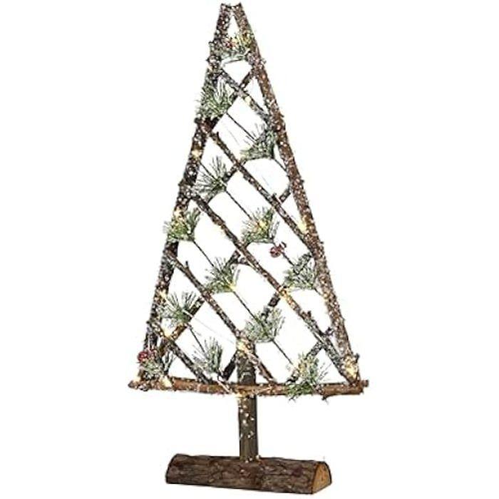 Décoration - KAEMINGK - Micro LED en Bois - 49 cm - Naturel - Blanc Chaud - Noël