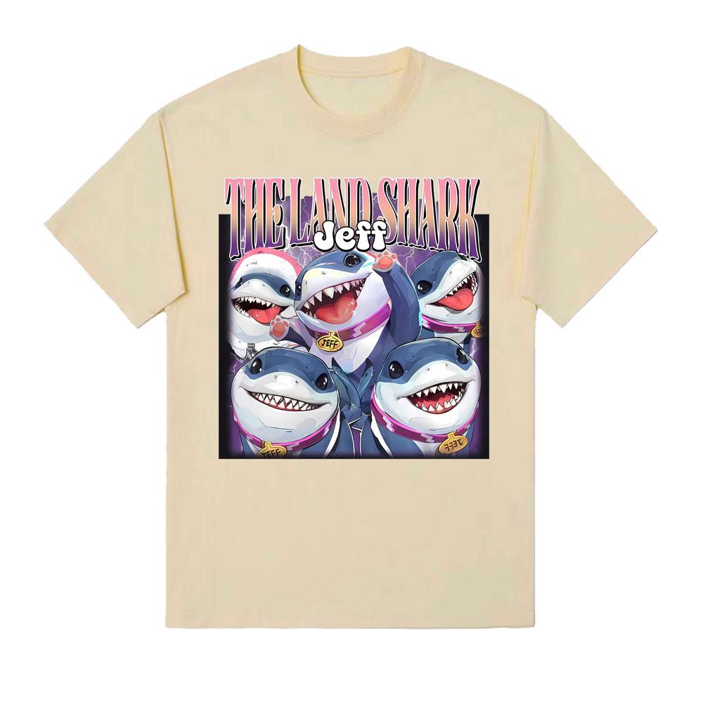 Jeff The Landshark Superhero Shark Printed Tshirts Unisex Women Street Vintage Hot Sale T Shirt Short Sleeve ONeck Cotton Tshirt