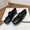 Cowhide Version~ Spring Flat Bottom Shallow Mouth Bow Single Shoes Niche Old Ballet Mary Jane Shoes Women