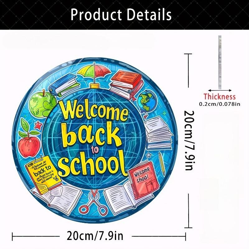 2D Flat "Welcome Back To School" Stained Glass Acrylic Decoration Sign, Home Decor Plaque Hanging Wall Art Decorative Garden Decoration for Room Door