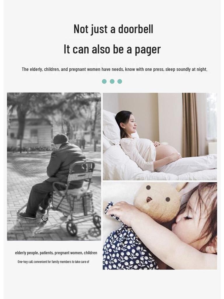 Battery-Powered Wireless Doorbell: No Plug-In, Waterproof, Long-Range Smart Call Button for Homes & Elderly Users