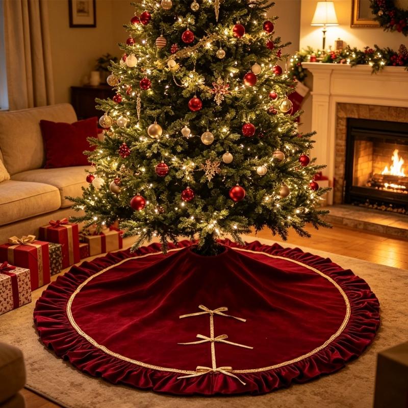 Holiday Tree Stand Cover Soft Christmas Tree Skirt with Round Shape, 120cm/47inch Base Area Cover for Entryway Office Display and Indoor Use