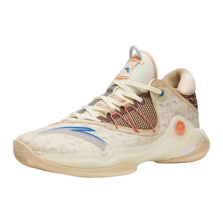 New Anta Skyline 1 Anti Slip Wear Resistant Low Top Basketball Shoes Light White Brown Yuanxiao Color Scheme 112311107-8