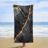 Zwart Marmer Strandlaken Goudader Print Sneldrogend Microvezel Zacht Badlaken Voor Vrouwen Mannen Zomervakantie Zwembad Spa
