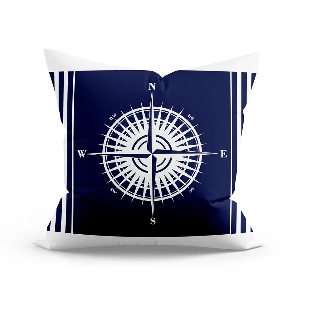 Dekoracja Domu Niebieski Nautyczny Nadruk Logo Poszewka na Poduszkę Miękka Poliestrowa Poszewka Sypialnia Samochód Funda De Almohada