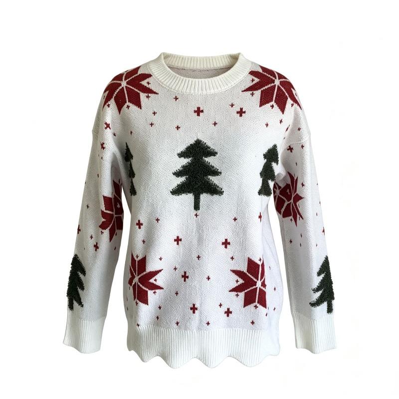 Autumn and Winter New Fashion Christmas Sweater European and American Women's Clothing Crew Neck Loose Casual Pullover Top