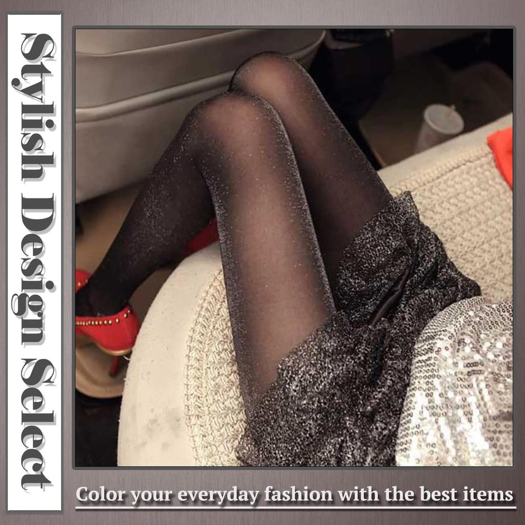 ONE LIMITATION Glitter Stockings Tights Socks Warm Casual SS018 Women's (Black)