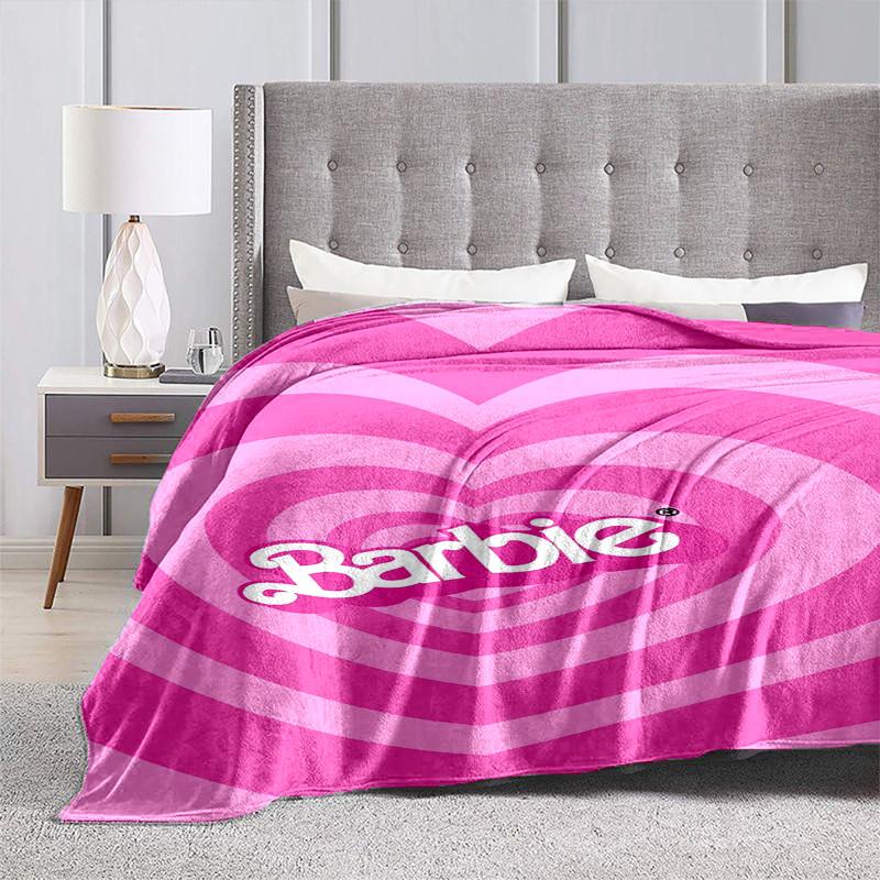 1pc Barbie Heart Pattern Cartoon Blanket,Portable Throw for Travel & Camping, All Season Cozy Blanket,Ideal Gift