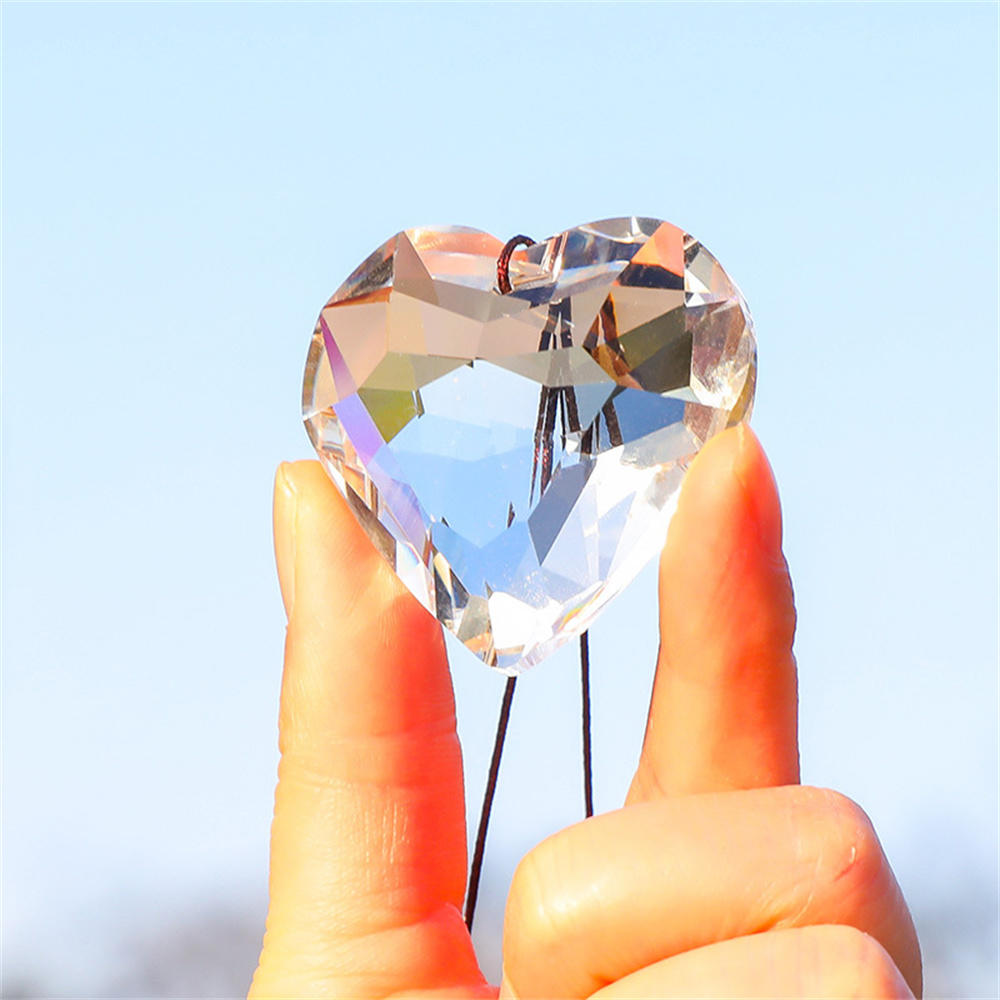 Hanging Heart Suncatcher Transparent Prism Pendant Crafts Ornamental For Home Decoration Window Display Garden Accessory