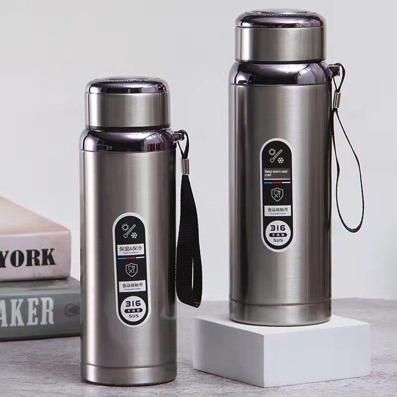 316 Stainless Steel Sports Water Bottle, Outdoor Portable Car-Mounted Sling Water Cup, Gradient Star Bottle, Large Capacity Thermos Cup