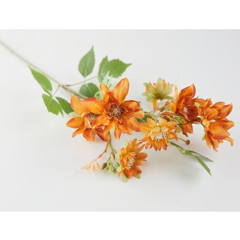 

Искусственный цветок георгин 7 головок для гостиной искусственный цветок георгин для отеля маленький снежный лотос шелковый цветок головной убор головка цветка оранжевый