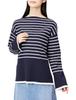 Mira Owen Boat Neck Slit Striped Knit Top 09WNT221067 NVY 1 Women's