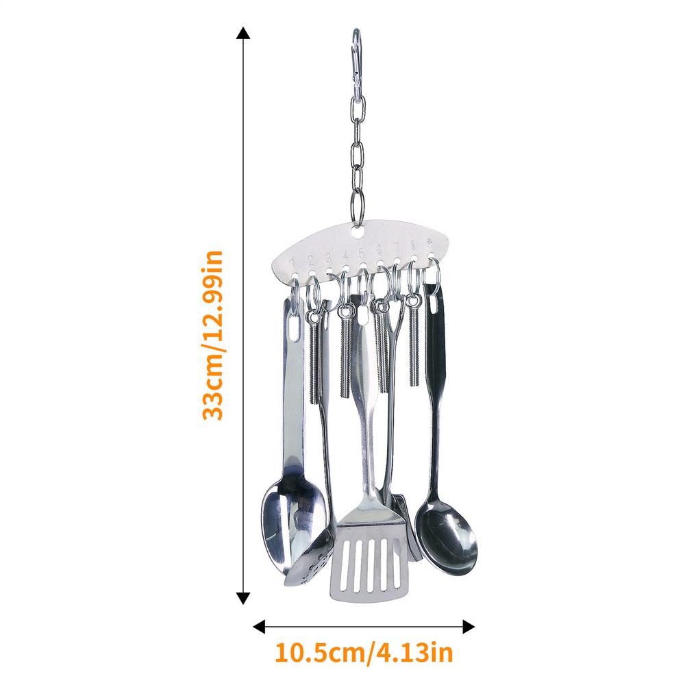 Papagei Edelstahl Löffel Spielzeug Vogel Papageien Nagen Schaufeln Kletterspielzeug Haustiere Vogelkäfig Zubehör Hängender Löffel Ring Spielzeug