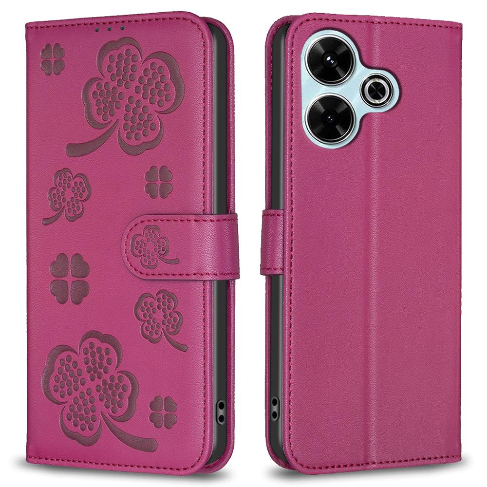 For Xiaomi Redmi 13 5G/13 4G/Poco M6 4G Case Wallet Leather Phone Cover Lucky Clover Imprinting