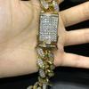 20mm Gold plated brass Micro Full CZ Zircon Iced Out AAA CZ micro pave diamond cuban link chain bracelet