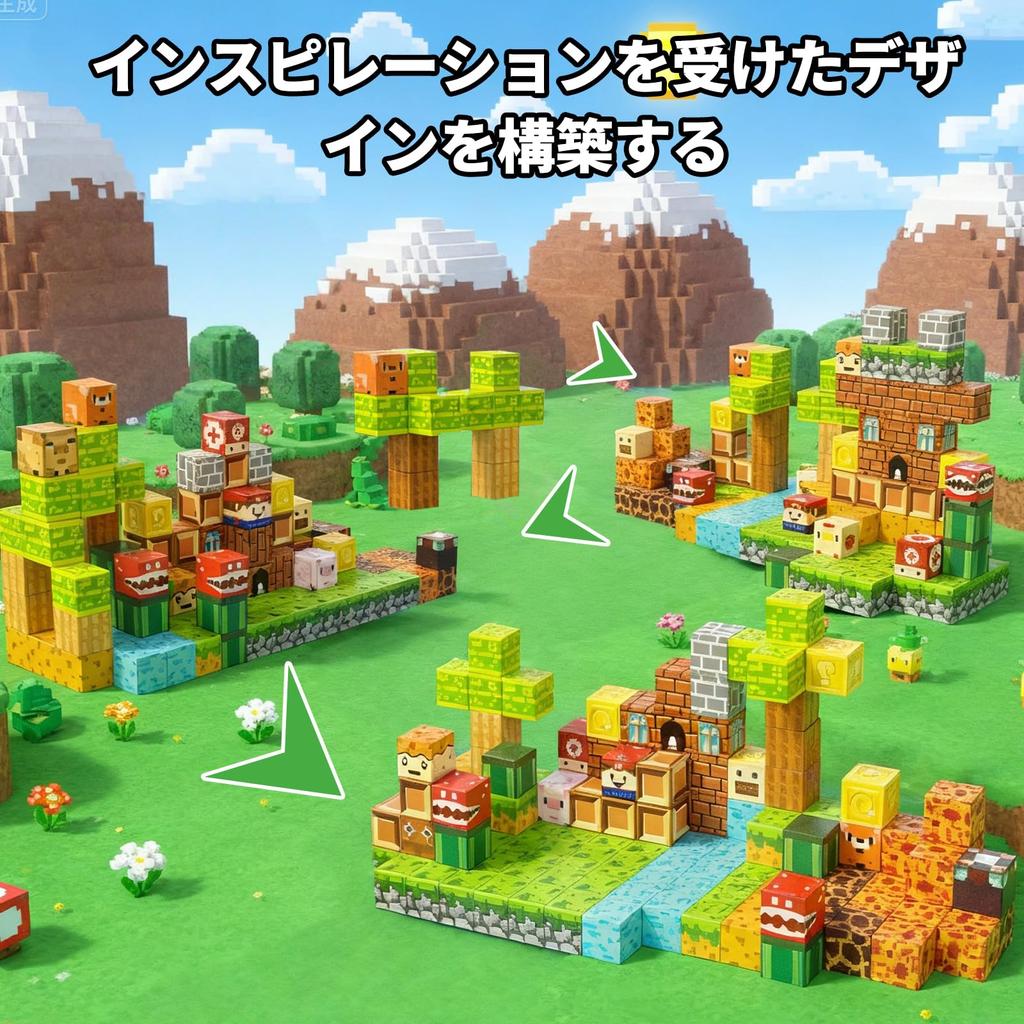 Minecraft-inspired Building Blocks Set, 137 Pieces + 3 Light-Up Elements, Adventure Game Theme Set, 3D Puzzle, Minecraft-inspired Toy, Educational