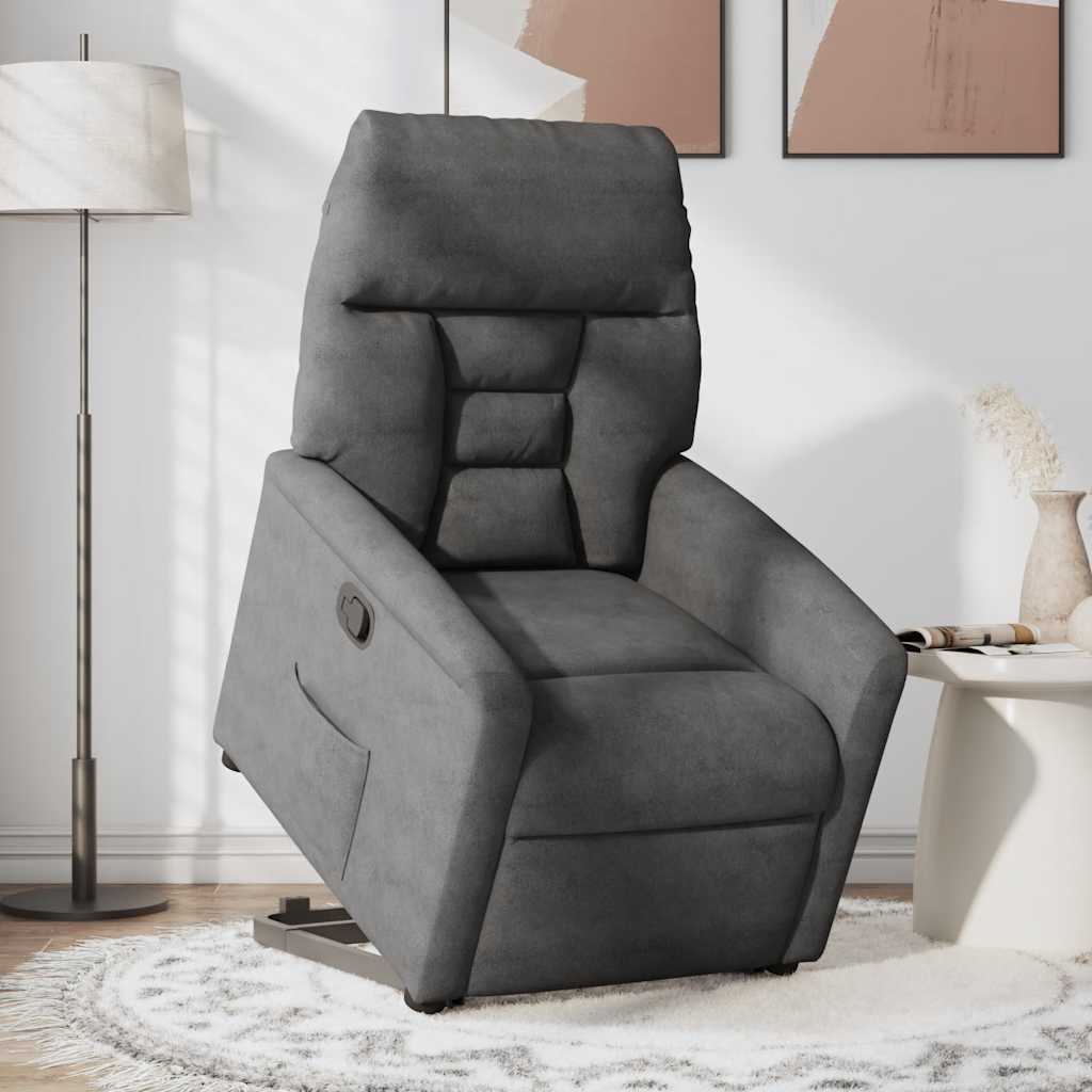 Recliner Chair with Lift Assist Dark Grey Microfiber Fabric