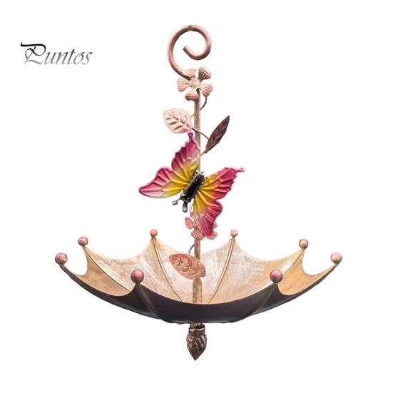 

Подвесная кормушка для птиц на открытом воздухе, поддон для кормушки для птиц в форме зонтика со стрекозой/бабочкой/медоносной пчелой, металлическая ванна для диких птиц для декора сада и заднего двора Butterfly